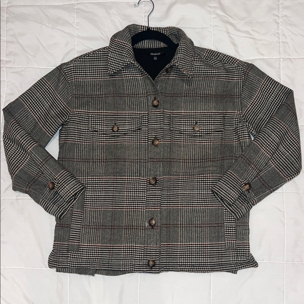 Madewell Men's Plaid Shirt Jacket - Gray and Brown